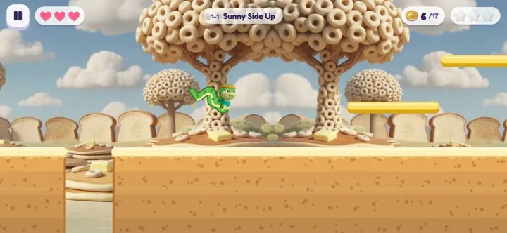 Breakfast Meadows: pancake hills and butter platforms